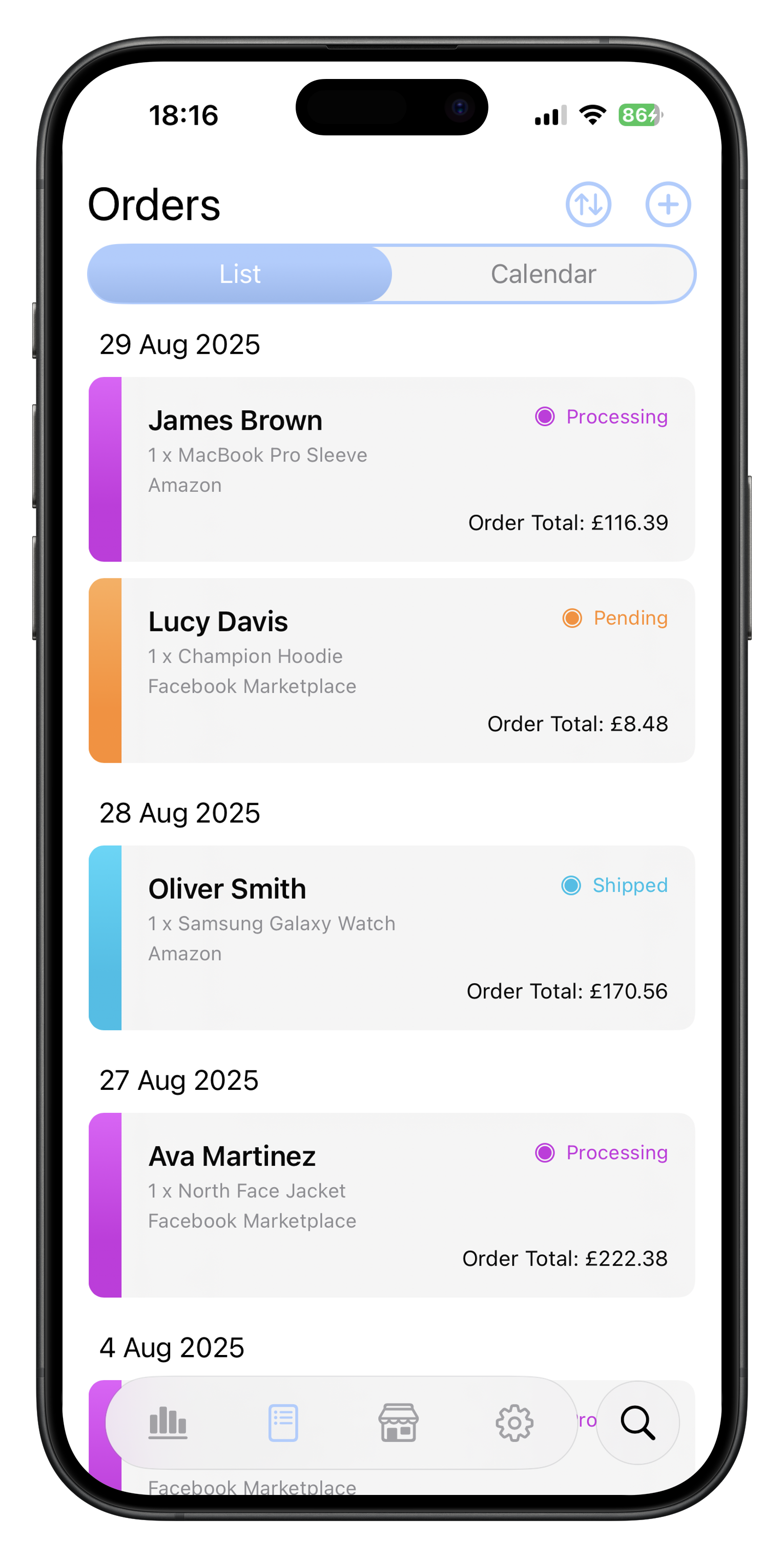 Orders List View